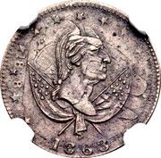 10 Cents - Civil War Patriotic Token - Overstruck on 1838-O Dime - Obverse