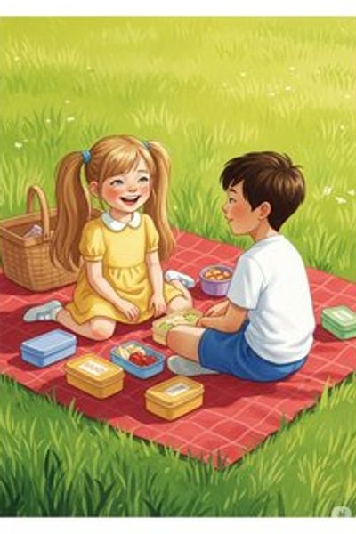 Lily and Sam's Safe Picnic educational story for 7-12 years children in English featuring warm themes