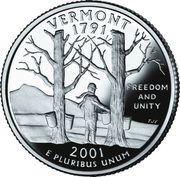 ¼ Dollar "Washington Quarter" (Vermont - Silver Proof) - Reverse