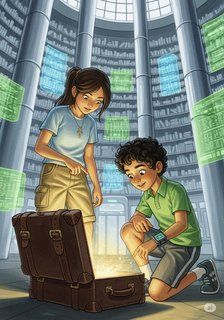 The Time-Traveling Suitcase adventure story for 7-12 years children in English featuring exciting themes