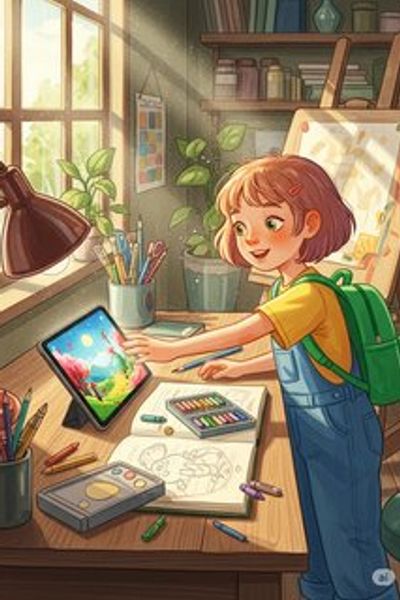 Alex's Digital Canvas educational story for 7-12 years children in English featuring warm themes