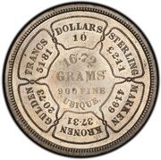 10 Dollars "1874 Eagle" (Pattern; nickel) - Reverse