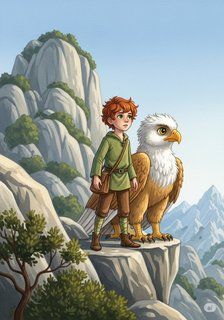 The Boy and the Griffin fantasy story for 7-12 years children in English featuring warm themes