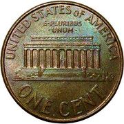 1 Cent "Lincoln Memorial Cent" (copper plated zinc) - Reverse