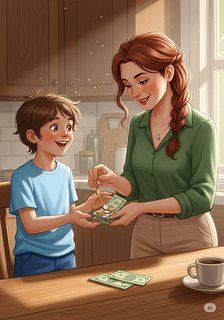 Leo's Money Magic educational story for 7-12 years children in English featuring warm themes