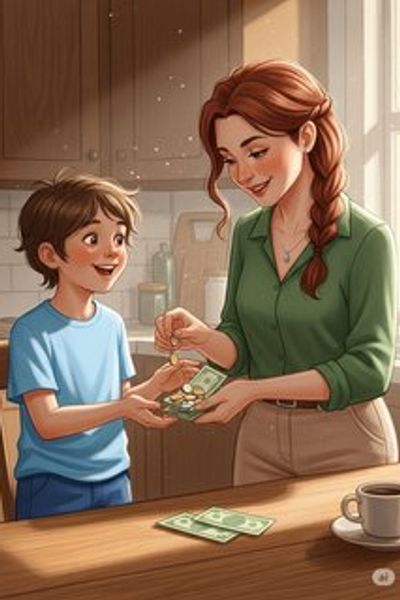 Leo's Money Magic educational story for 7-12 years children in English featuring warm themes