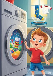 Oliver and the Mystery of the Missing Socks fantasy story for 3-6 years children in English featuring mysterious themes