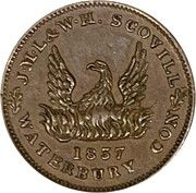 Hard Times Merchant Token - JML and WH Scovill (Waterbury, Conn) - Obverse