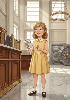 Penny's Bank Adventure educational story for 7-12 years children in English featuring warm themes