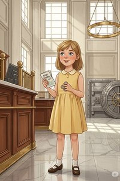 Penny's Bank Adventure educational story for 7-12 years children in English featuring warm themes