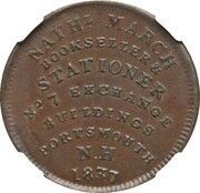 Hard Times Token - Nathaniel March / William Simes and Co. (Portsmouth, New Hampshire) - Obverse