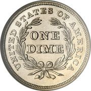 1 Dime "Seated Liberty Dime" (no stars around rim) - Reverse