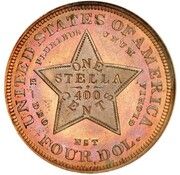 1 Stella / 4 Dollars "1880 Stella" (Pattern; copper) - Reverse