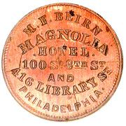 Civil War Merchant Token - M.F. Beirn, Magnolia Hotel (Philadelphia, PA) - Obverse