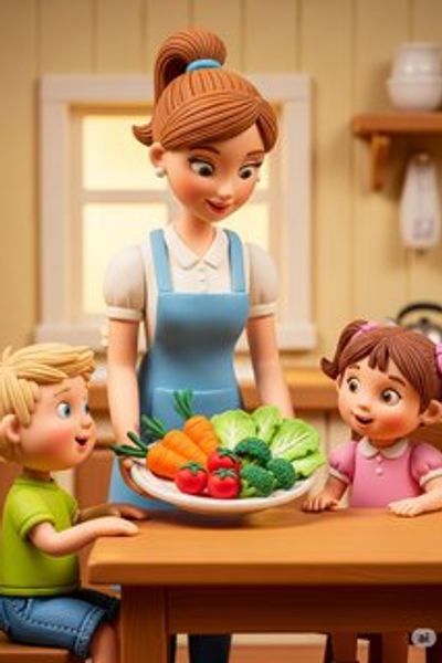 El Festín de Colores de Plastilina daily life story for 3-6 years children in Spanish featuring warm themes