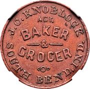 Civil War Merchant Token - J.C. Knoblock Baker (South Bend, IN) - Obverse