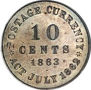 10 Cents "Postage Currency" (Pattern) - Reverse