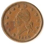 1 Cent (Civil War Token - Army and Navy/Liberty Head) - Obverse