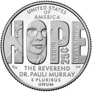 25 Cents "Washington Quarter" (Rev. Dr. Pauli Murray) - Reverse