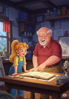 Grandpa's Animated Adventure fantasy story for 7-12 years children in English featuring warm themes
