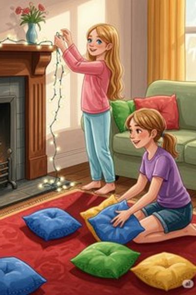 Sleepover Adventures: Embracing Change! educational story for 7-12 years children in English featuring warm themes