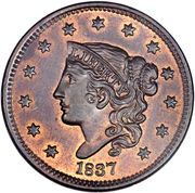 1 Cent "Liberty Head / Matron Head Modified" (Type 2 Young Head) - Obverse