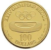 100 Dollars (XXIV Olympics) - Reverse