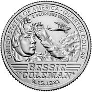 ¼ Dollar "Washington Quarter" (Bessie Coleman) - Reverse