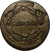 Civil War Merchant Token - W.M. Thierbach Grocer - Reverse
