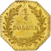 ¼ Dollar (California Territorial Gold "Indian Head") - Reverse