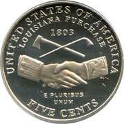 5 Cents "Jefferson Nickel" (Louisiana Purchase) - Reverse