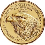 5 Dollars "American Gold Eagle" (Bullion Coinage) - Reverse