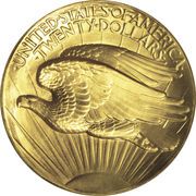 20 Dollars (Saint-Gaudens; Roman numerals, no motto, ultra high relief) - Reverse