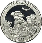 ¼ Dollar "Washington Quarter" (Shawnee National Forest, Illinois) - Silver Proof - Reverse