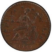 ½ Penny - Copper "Laughing Head" - Reverse