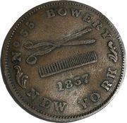 Hard Times Token - Phalon's Hair Cutting - Obverse