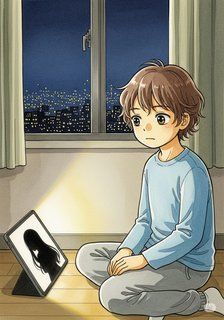 スクリーン越しの影法師 daily life story for 7-12 years children in Japanese featuring warm themes