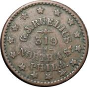 Civil War Merchant Token - G. J. Ruelius, Philadelphia City Hotel (Philedelphia, PA) - Obverse