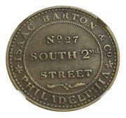 Hard Times Token - Isaac Barton and Co. Dry Goods (Philadelphia, PA) - Obverse