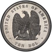 10 Dollars "1872 Eagle" (Pattern; aluminium) - Reverse