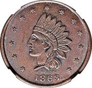 Cent - Civil War Merchant Token - John Schuh's Saloon (New York City, New York) - Reverse