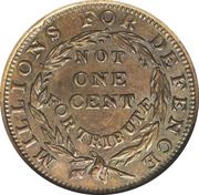 Cent - Hard Times Token - Millions For Defence (Not For One Cent) - Reverse
