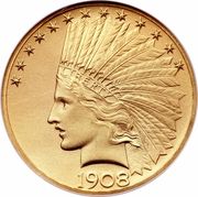 10 Dollars (Indian Head - With motto) - Obverse