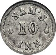 10 Cents - Civil War Merchant Token - Sam's Inn (Boston, MA) - Obverse