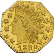 ¼ Dollar (California Territorial Gold "Indian Head") - Obverse