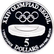 5 Dollars (XXIV Olympics) - Reverse