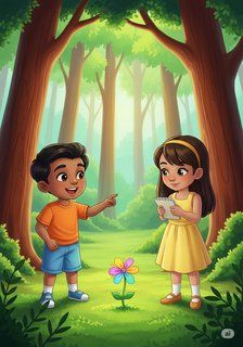 The Joyful Journey of Ravi, Mia, and Anya fairy tale story for 3-6 years children in English featuring joyful themes