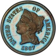 5 Cents "1867 Nickel" (Pattern; copper) - Obverse
