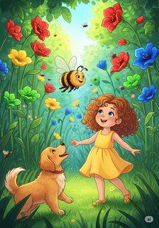 Buzzy Bee’s Garden Adventure adventure story for 3-6 years children in English featuring warm themes