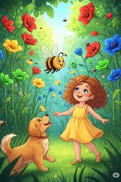 Buzzy Bee’s Garden Adventure adventure story for 3-6 years children in English featuring warm themes